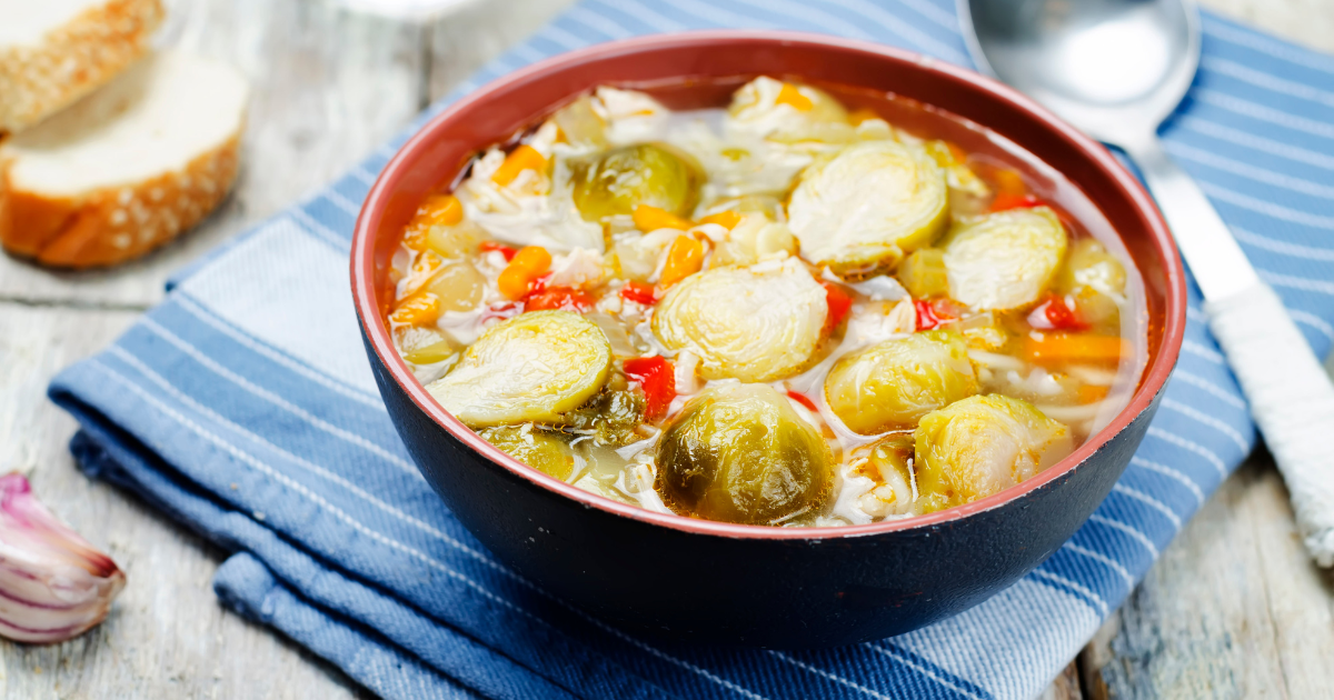 Brussel Sprouts Chicken Noodle Soup